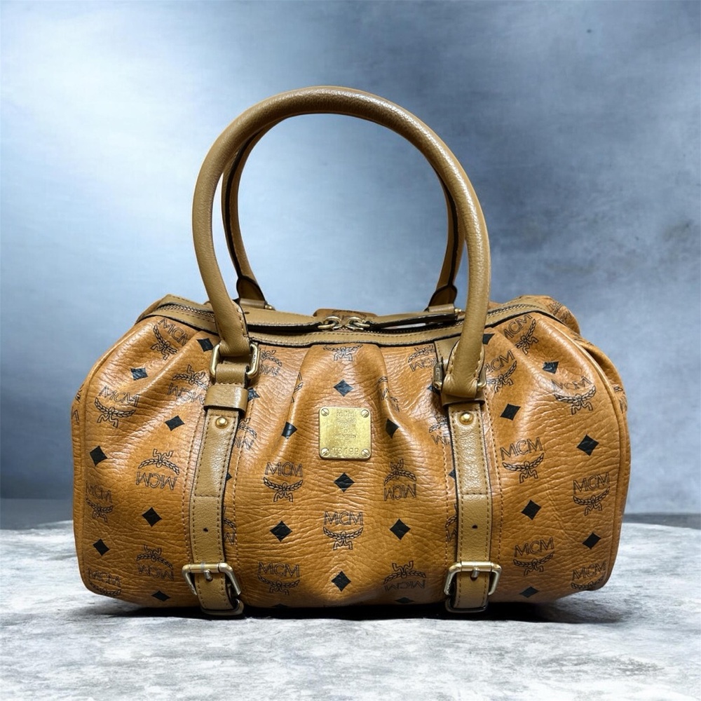 MCM Cognac Visetos Boston Satchel. Vintage Y2K Era. Dust bag included.